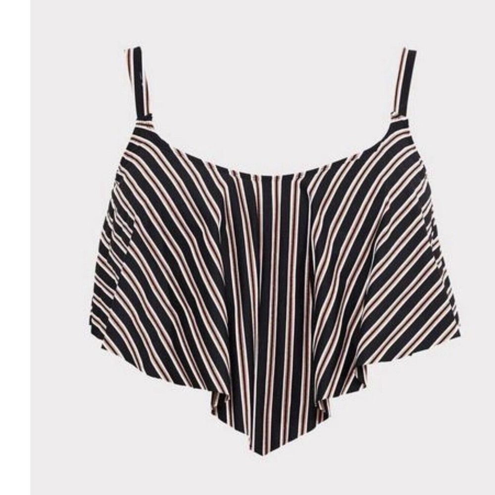 Torrid Plus 3X Bikini Top Multi Metallic Stripe Wireless Flounce Wireless Sexy